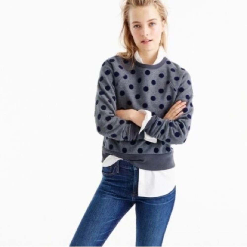 Jcrew textured polka dot reglan sweatshirt size S